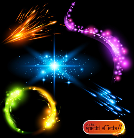Colored glowing light effects vector Vectors graphic art designs in