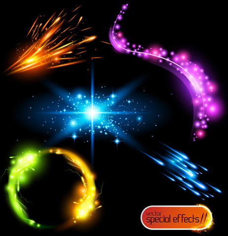 colored glowing light effects vector 