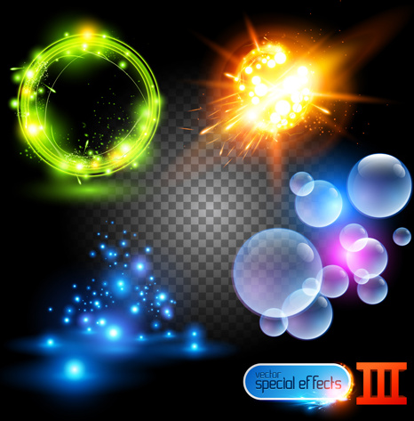 colored glowing light effects vector