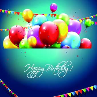 colored happy birthday balloons vector