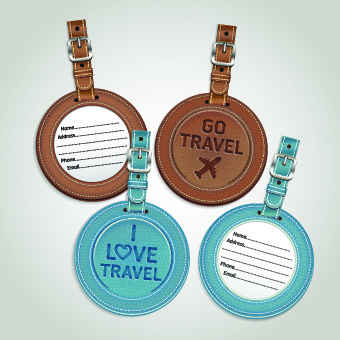 colored leather tags design vector
