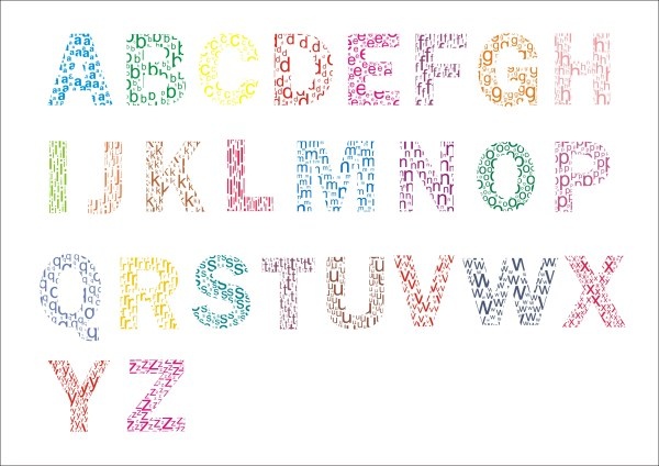 colored letter alphabet creative vector