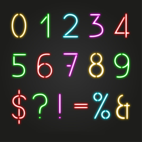 colored light sticks numeric vector