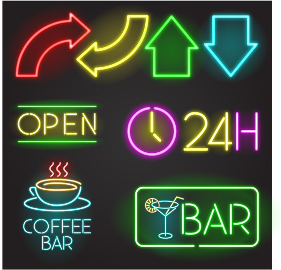 colored light sticks restaurant symbol and logos vector