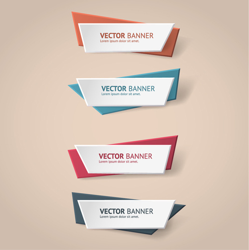 colored origami banners vectors