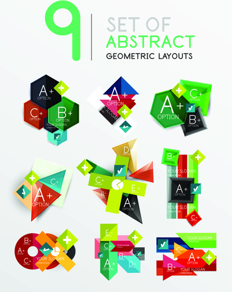 colored origami infographic elements illustration vector 