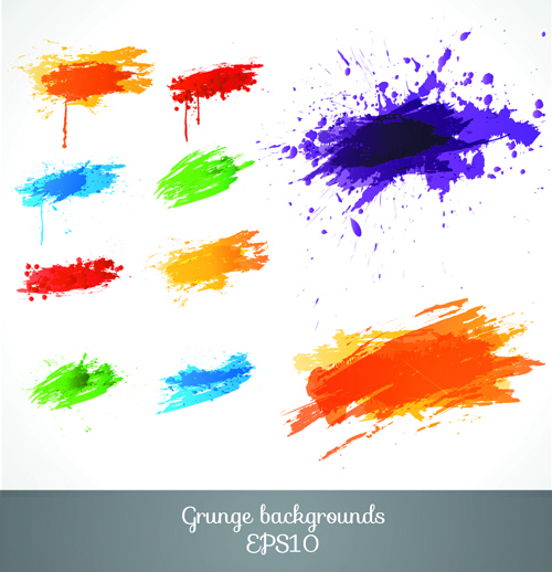colored paint splashes grunge vector background