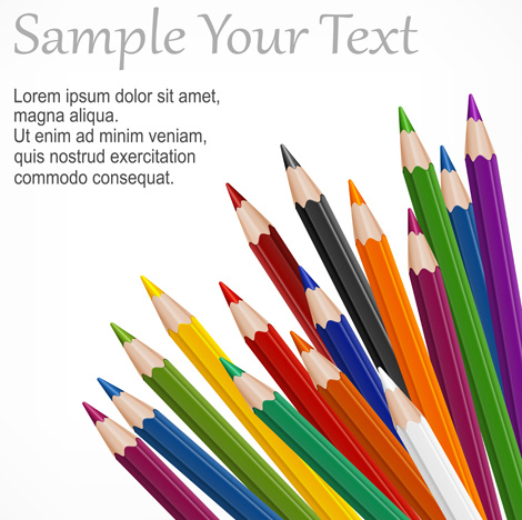 colored pencils vector background set