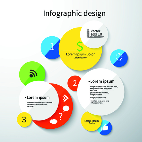 colored round infographics design vector