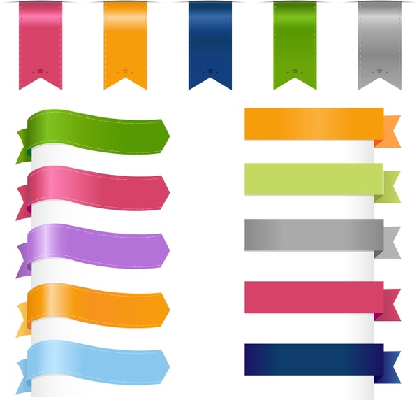 decorative labels stickers templates shiny 3d ribbon shapes
