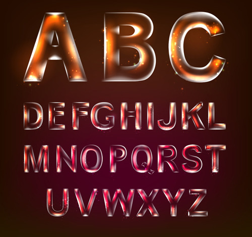 colored transparent alphabets vector