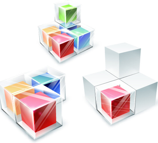 colored transparent cube vector background