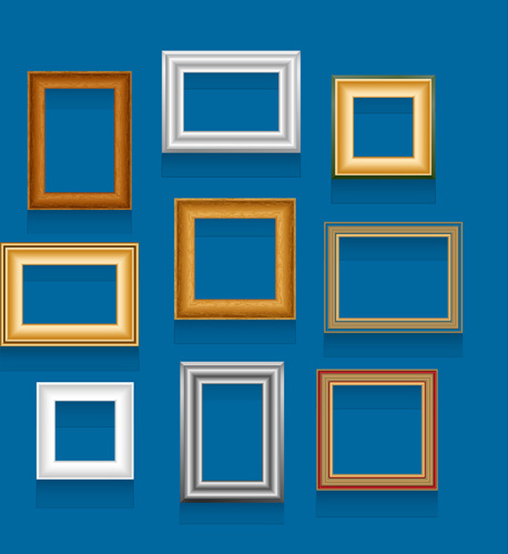 colored wooden photo frame vector set
