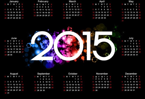 colorful15 calendar design on dark background