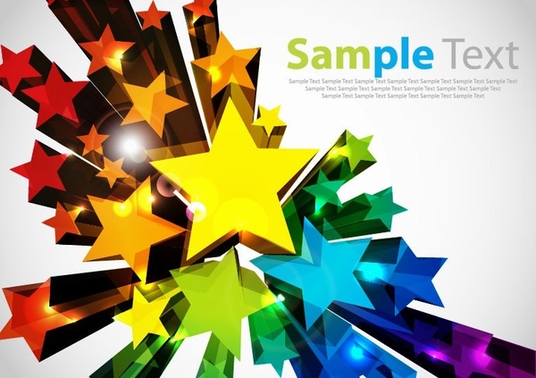 Colorful 3D Stars Vector Background