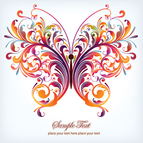 colorful abstract butterfly elements vector 