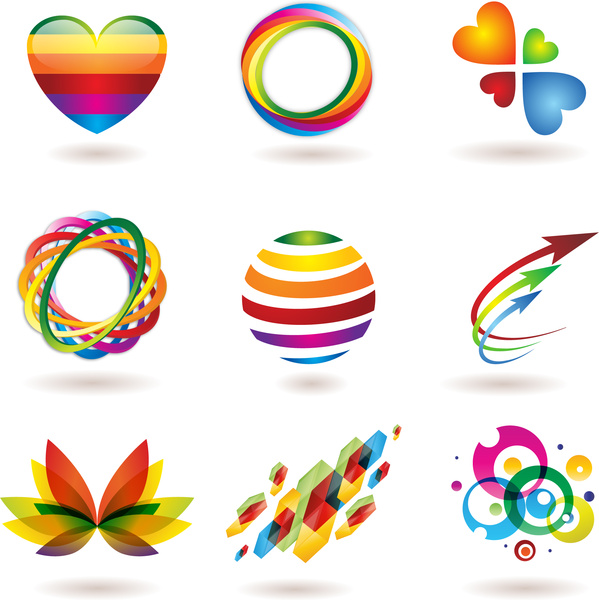 colorful abstract logo element set 