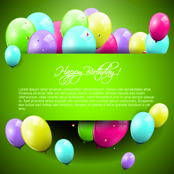 colorful balloons happy birthday greeting cards background