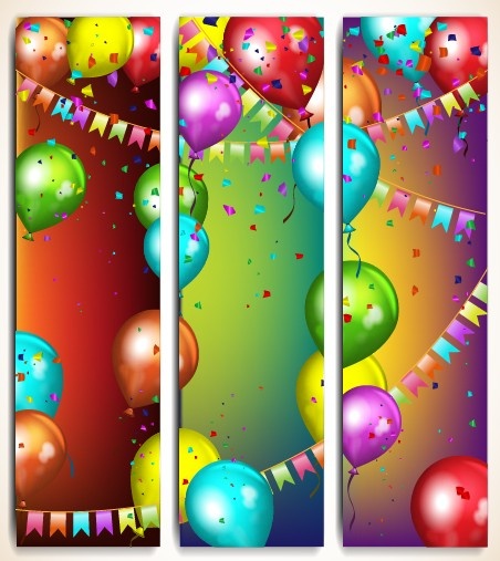 colorful balloons holiday banner vector