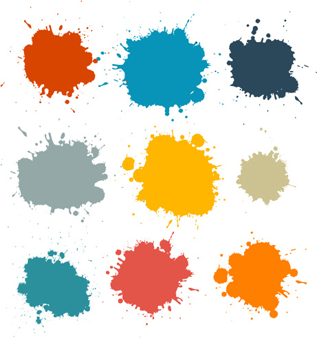 colorful blot spatter vector design set 