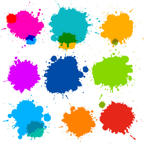 colorful blot spatter vector design set