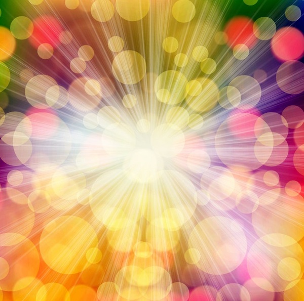 colorful bokeh light with star burst background