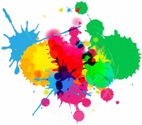 Colorful Bright Ink Splashes on White Background