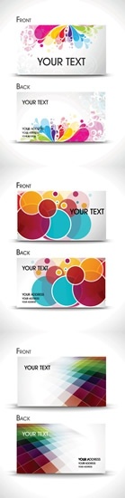 business card template colorful petals sketch