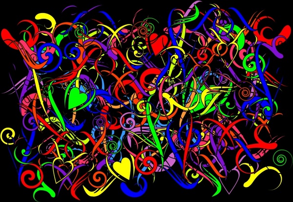 hearts background colorful messy design