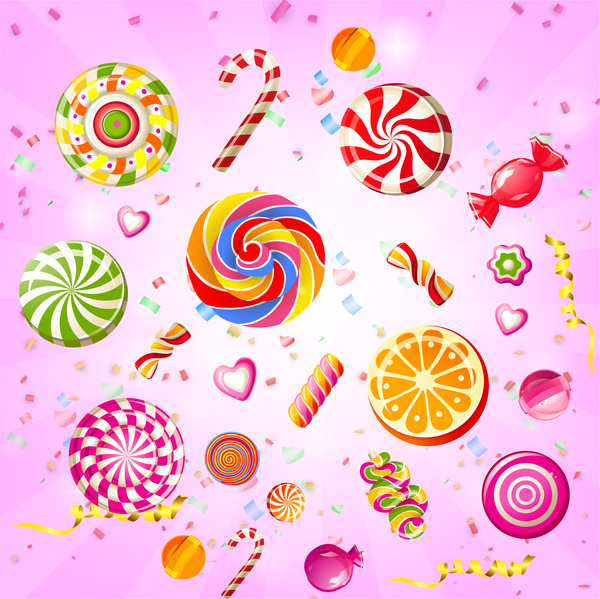 colorful candy and ribbon background