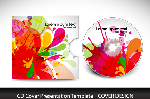 colorful cd cover presentation elements vector set