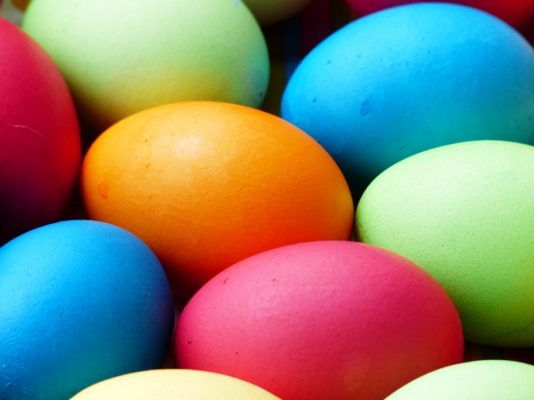 colorful easter eggs background with easter eggs