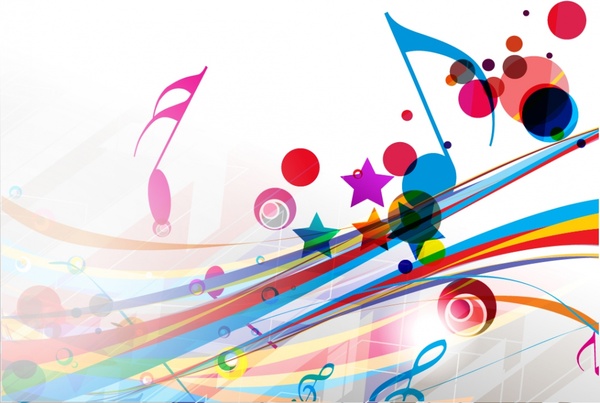 music background colorful dynamic notes shapes decor