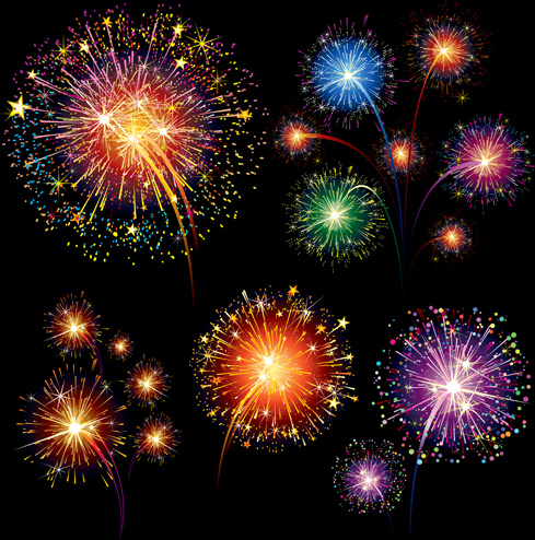 colorful fireworks holiday celebratory vector
