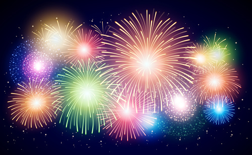 colorful fireworks holiday celebratory vector