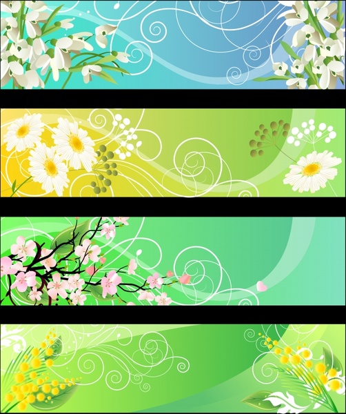 Spring backgrounds bright colorful horizontal blossom decor Free vector ...