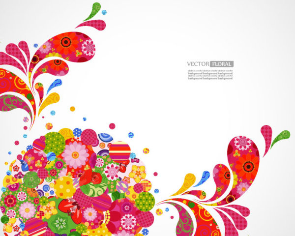 colorful floral elements background art vector