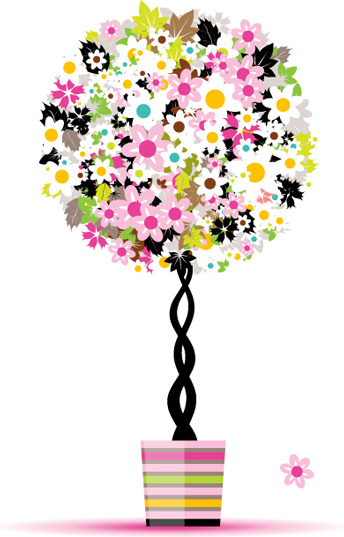 colorful floral tree design vector