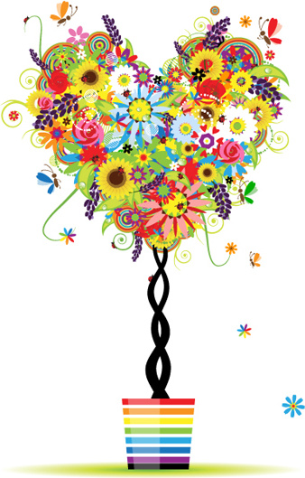 colorful floral tree design vector
