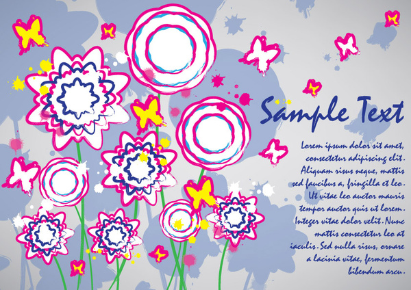 colorful flowers card design