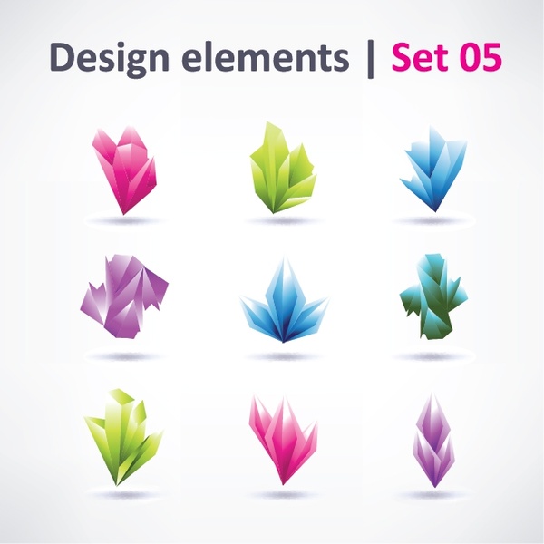 logo design elements collection modern colored 3d design