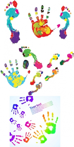 colorful hand footprints vector
