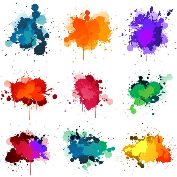 Colorful Ink Splashes Vector