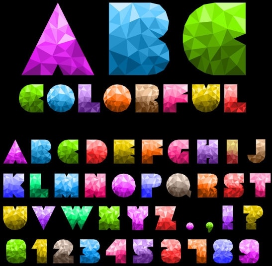 colorful letters and numbers 01 vector