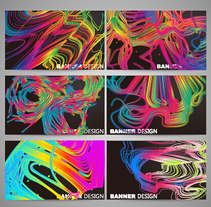 colorful line business card vector set