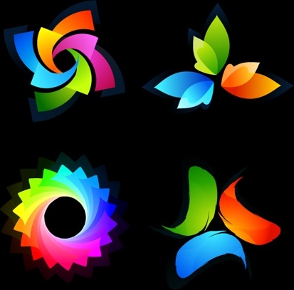abstract logotypes collection various colorful shapes decoration