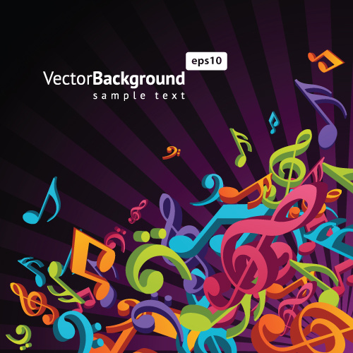 colorful musical keys backgrounds vector