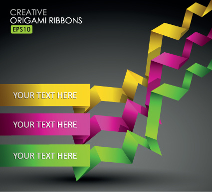 colorful origami ribbons design vector graphics