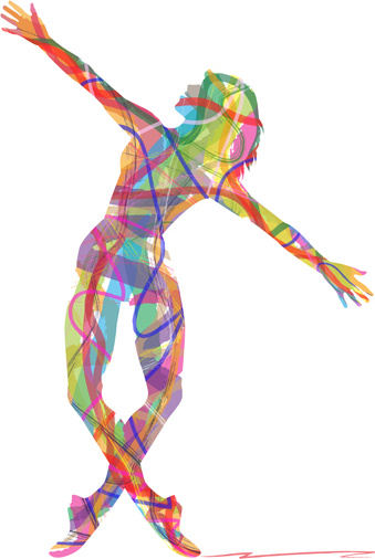 colorful paint with girl dancing vector
