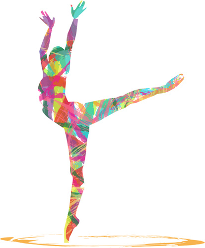 Colorful paint with girl dancing vector Vectors in editable .ai .eps ...